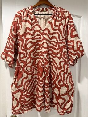 Magaschoni 100% linen pocket Mini Dress size M